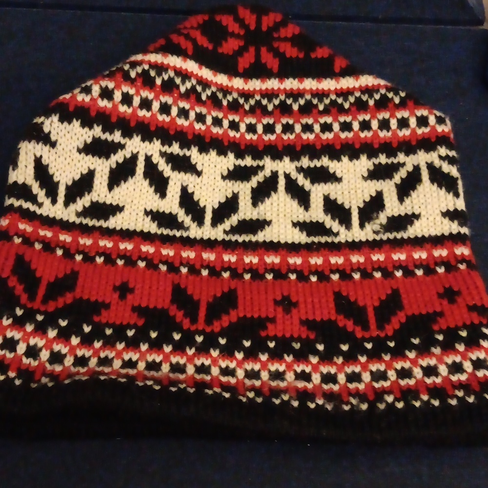 Vintage Nordic Smiley Wool Beanie Hat